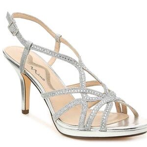 Nina Veralee strappy silver glittery high-heel sandals Size 8.5